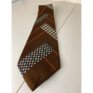 Vintage Pierre Cardin Paris Tie brown stripes plaid